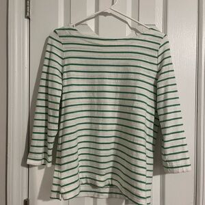 Ann Taylor LOFT Green Striped Women's Top
